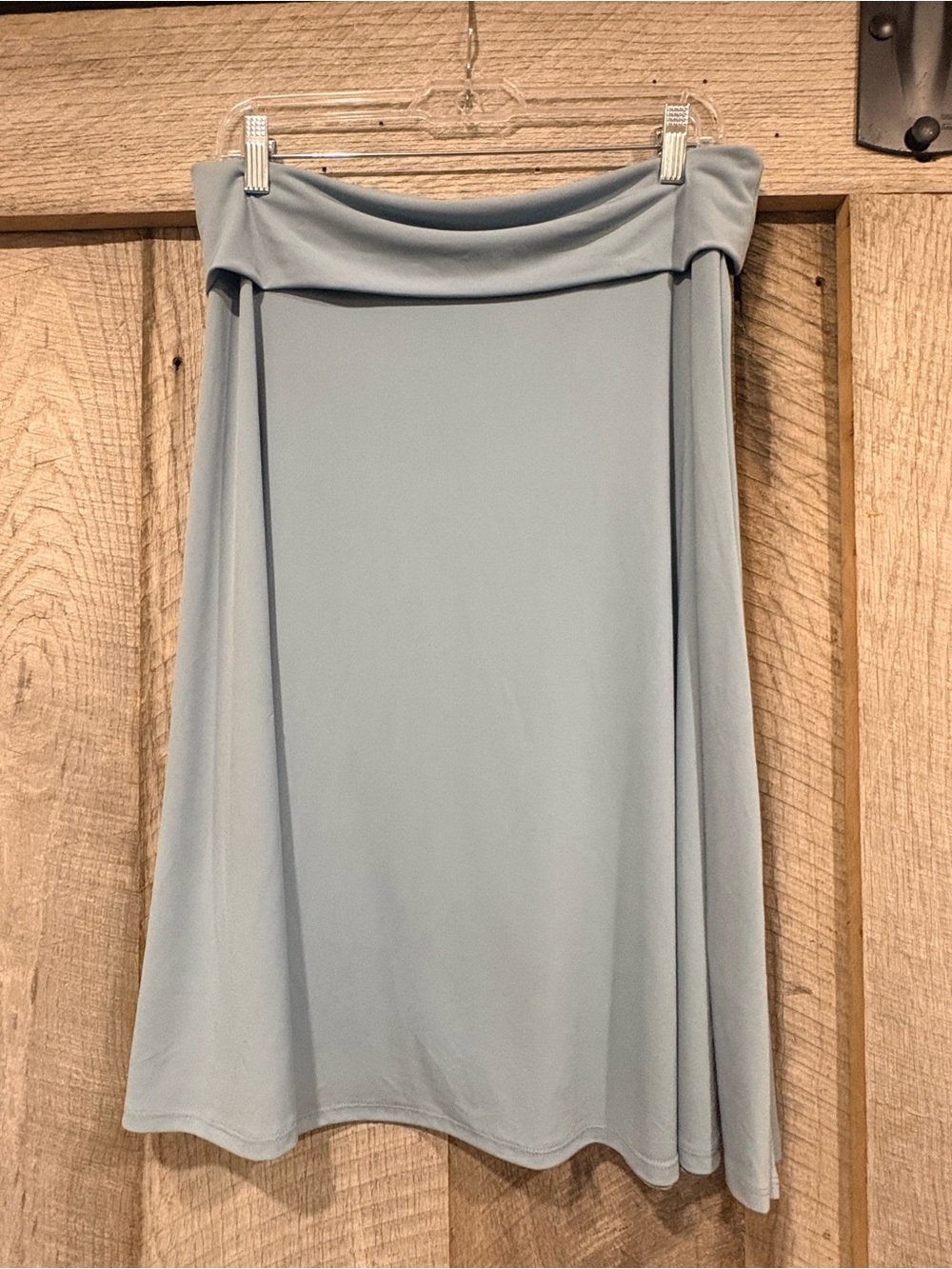 Zenana Outfitters Powder Blue Fold-Over Waist A-Line Skirt